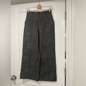 Handmade wide leg stretch denim back pants